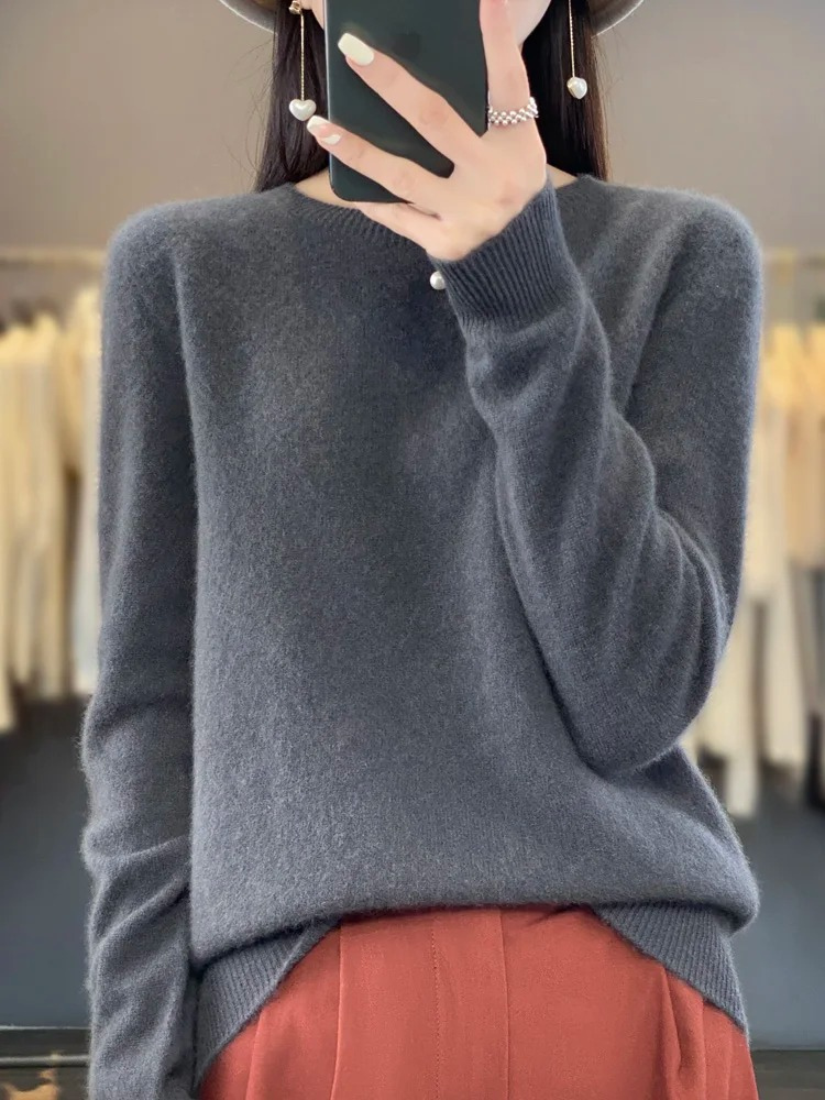 Everyday Elegance Round Neck Knit Sweater for Women
