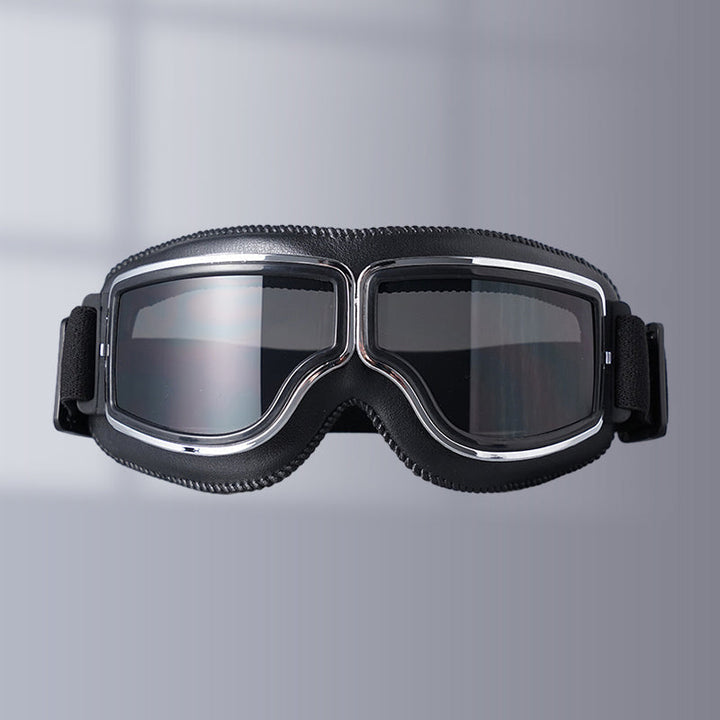 Retro Aviator Over-Glasses Motorcycle Goggles – Leather Foldable Design