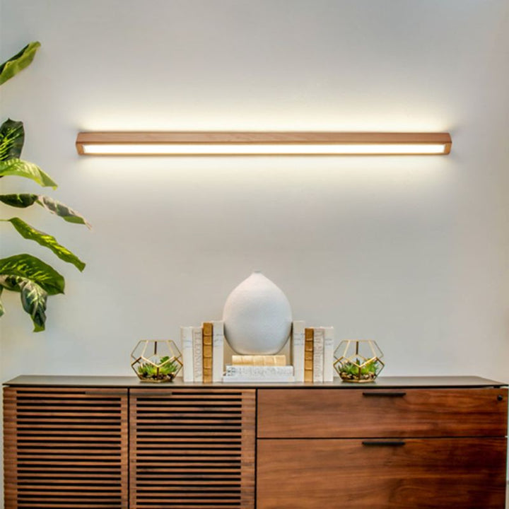Muto Linear Mirror Wooden Front Vanity Wall Lamp