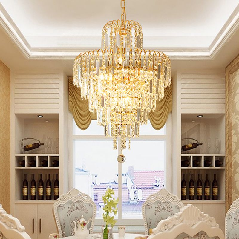 Kristy Luxe 5 Layer Tassel Crystal Gold Candle Holder