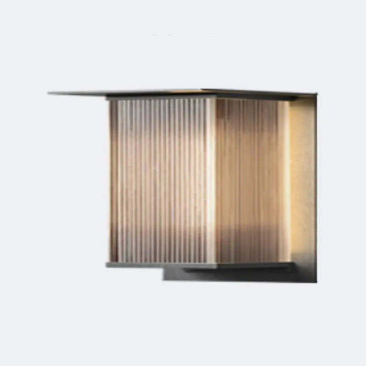 Ray Modern Rectangular Metal Outdoor Wall Lamp, Black