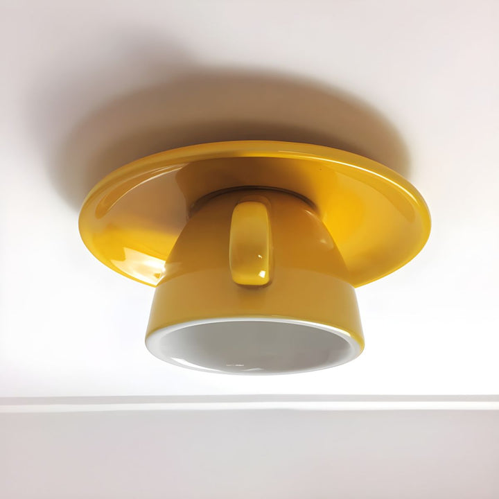 Aria Modern Coffee Cups Ceramic Flush Ceiling Lighting