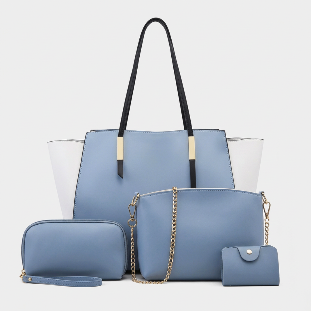 Harlow – 4-Piece Vegan Leather Tote Bag Set, Work Bag