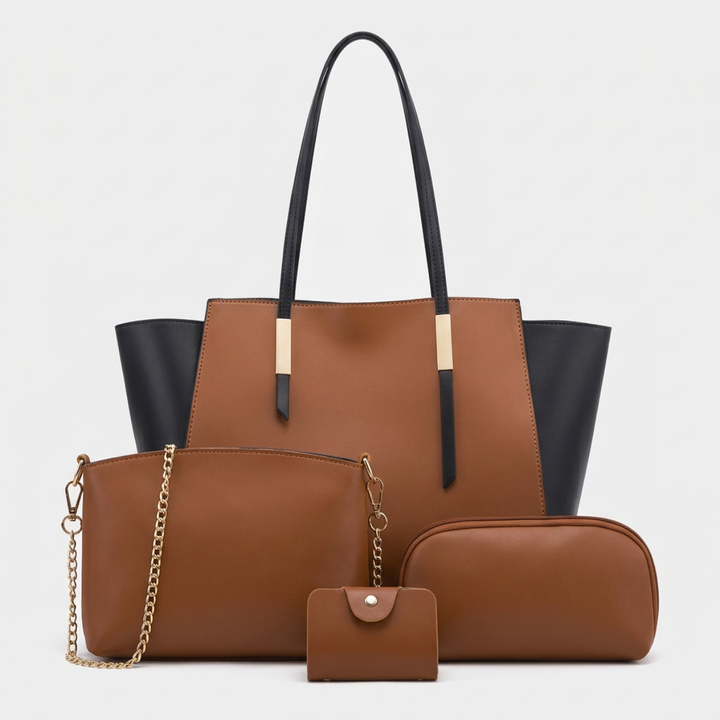 Harlow – 4-Piece Vegan Leather Tote Bag Set, Work Bag