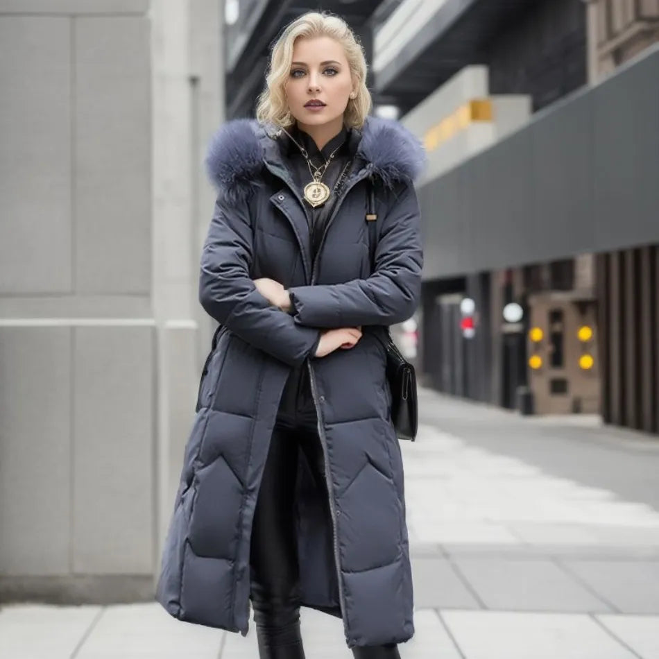 Arctic Shield Long Hooded Winter Parka with Fluffy Trim