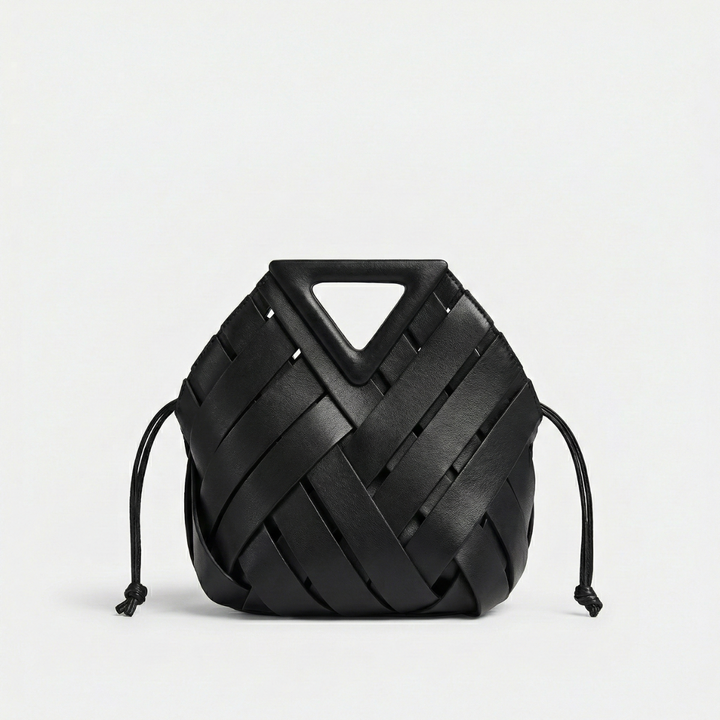 Suri – Woven Crossbody Bag with Triangle Handle and Drawstring