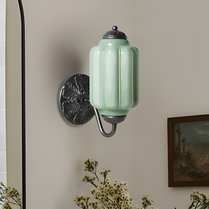 Lumi Vintage Milk Glass Oiled Brass Eloise Wall Lamp