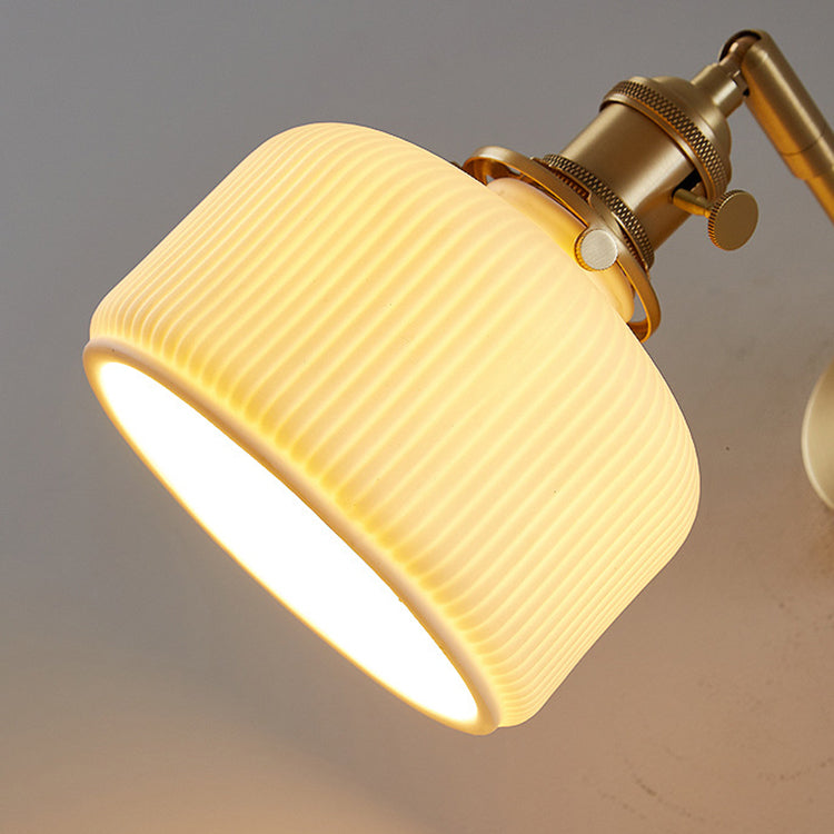 Modern Minimalist Striped Ceramic Jar 1-Light Wall Lamp