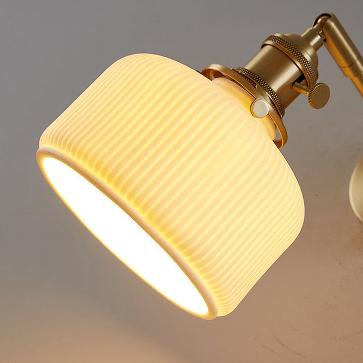 Modern Minimalist Striped Ceramic Jar 1-Light Wall Lamp