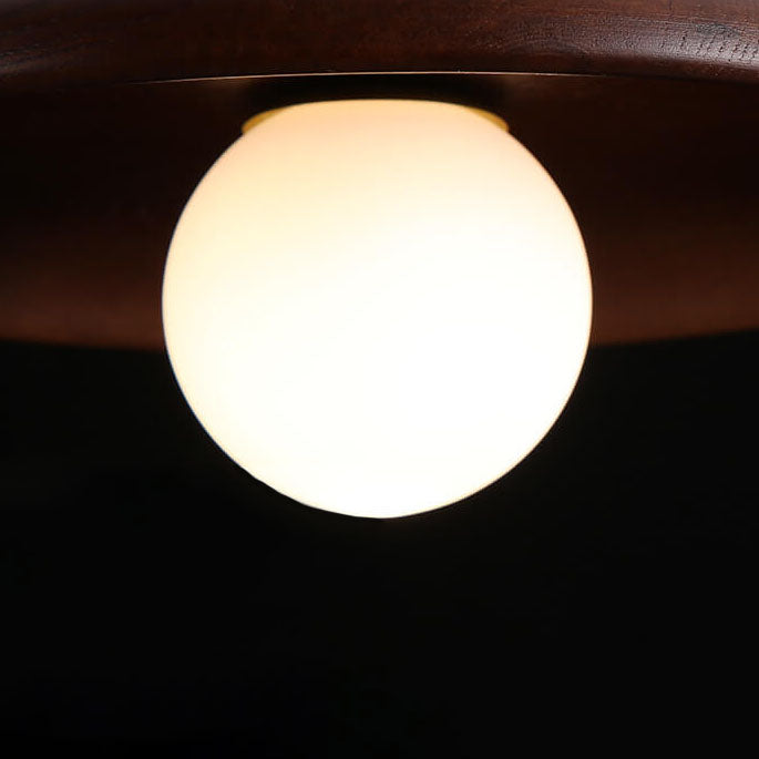 Modern Minimalist Round Disc Solid Wood 1-Light Wall Lamp