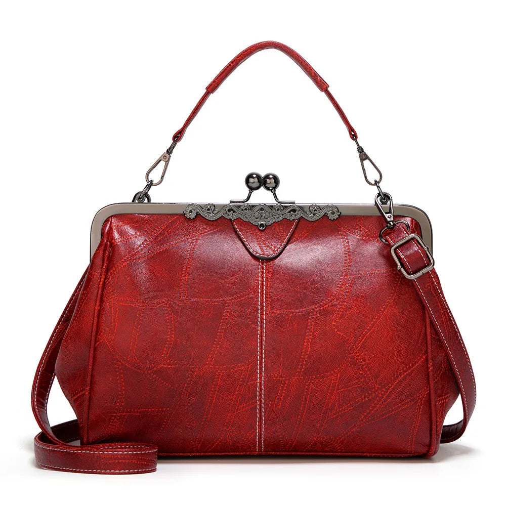 Vivienne – Vintage Kiss Lock Vegan Leather Shoulder Bag
