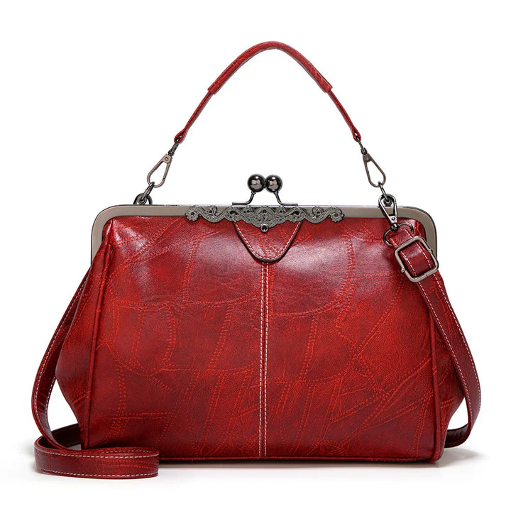 Vivienne – Vintage Kiss Lock Vegan Leather Shoulder Bag