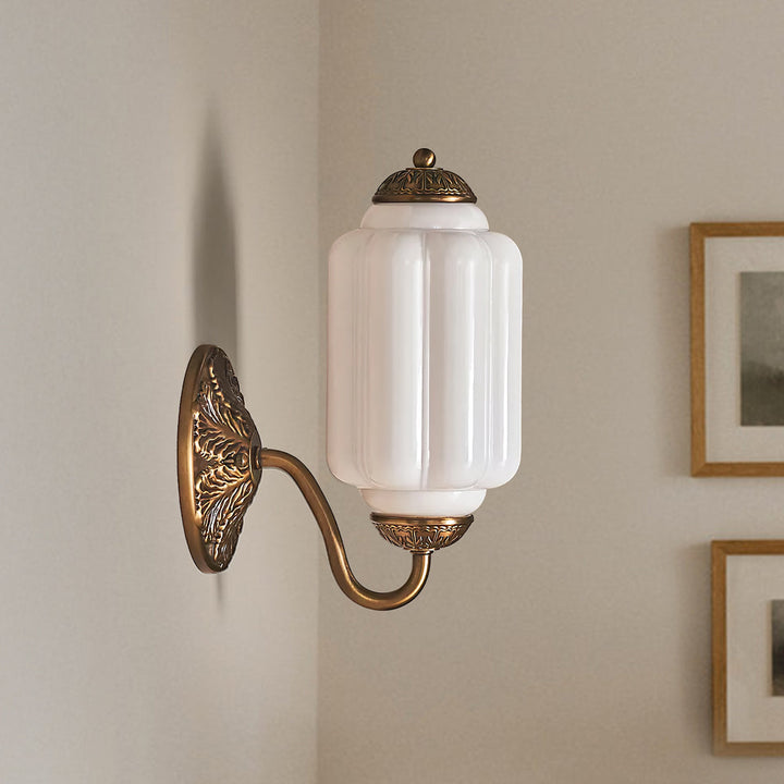 Lumi Vintage Milk Glass Oiled Brass Eloise Wall Lamp