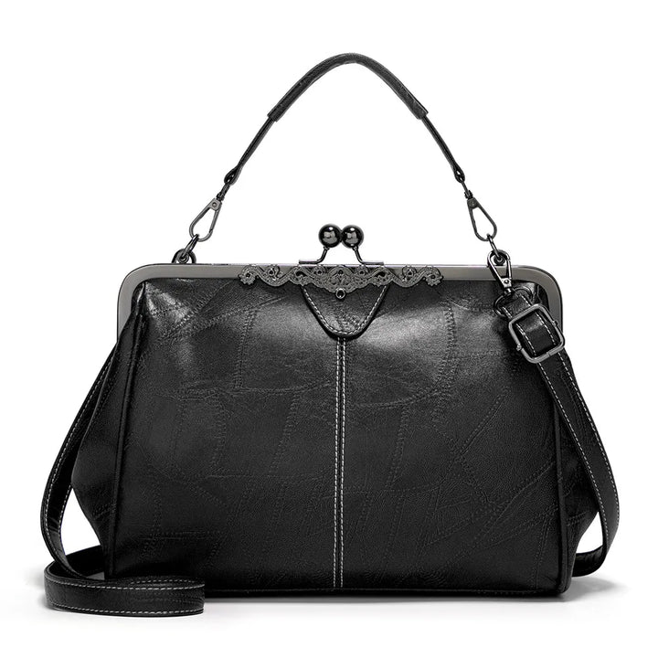 Vivienne – Vintage Kiss Lock Vegan Leather Shoulder Bag