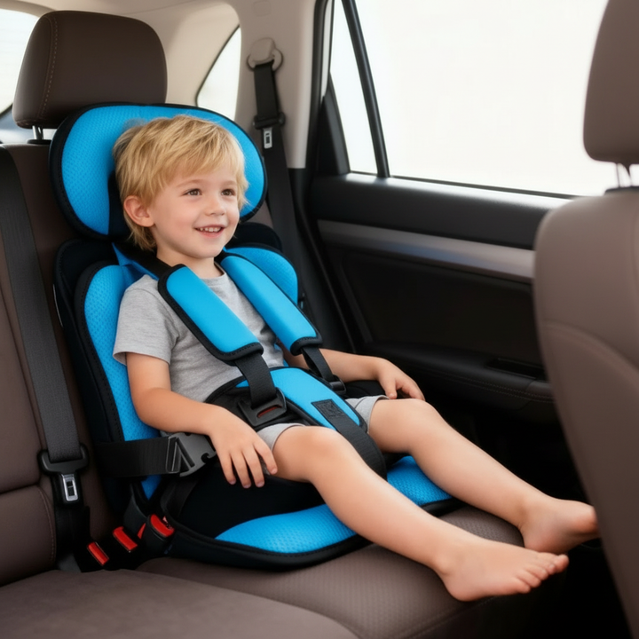 Compact Travel Booster Seat with Safety Harness - Portable & Foldable