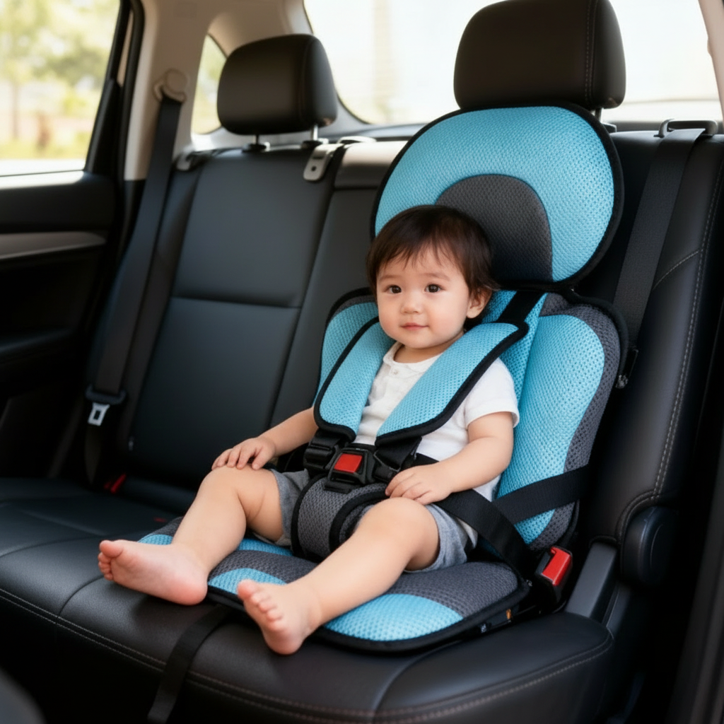 Compact Travel Booster Seat with Safety Harness - Portable & Foldable