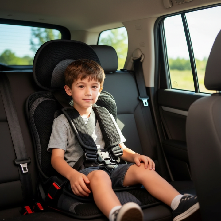 Compact Travel Booster Seat with Safety Harness - Portable & Foldable