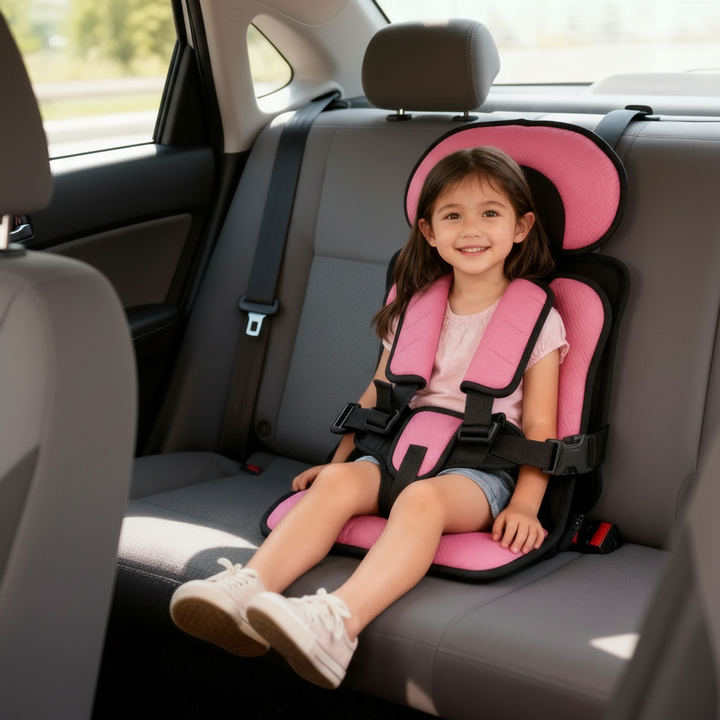 Compact Travel Booster Seat with Safety Harness - Portable & Foldable