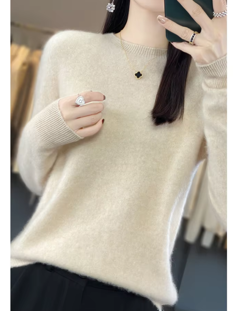 Everyday Elegance Round Neck Knit Sweater for Women