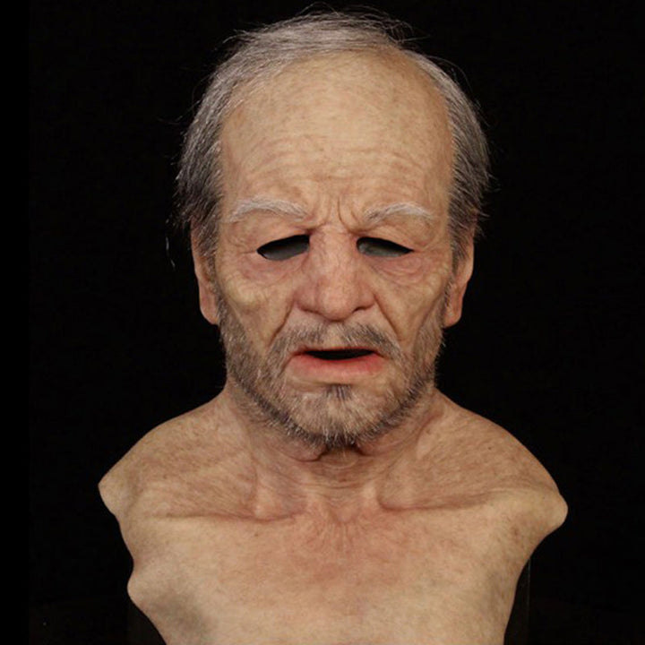 Realistic Latex Transformation Mask with Detailed Beard – Premium Costume Disguise