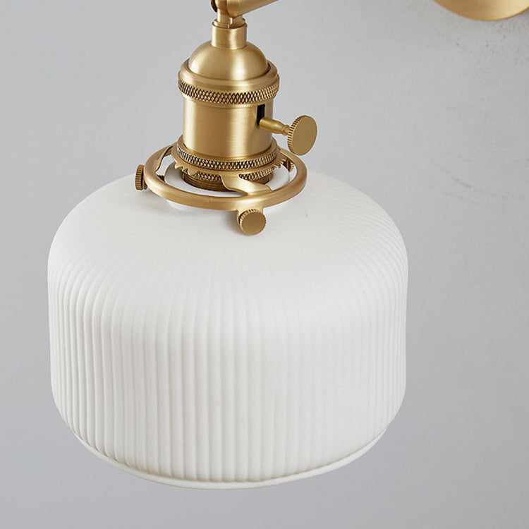 Modern Minimalist Striped Ceramic Jar 1-Light Wall Lamp