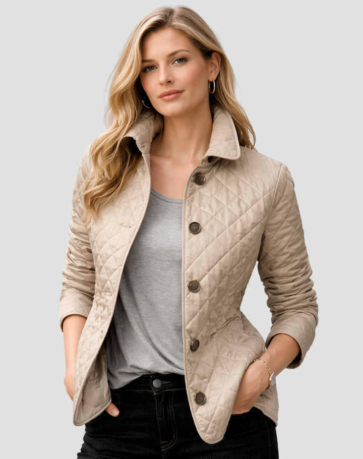 Mid-Season Jacket for Women Regular Fit Quilted with Collar and Buttons