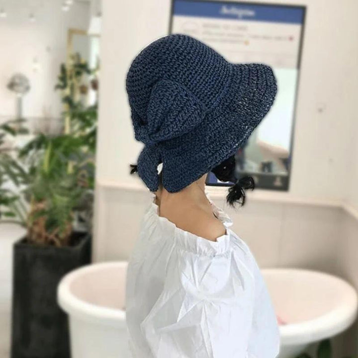 Wide Brim Summer Hat with Bow Detail - Breathable Sun Protection