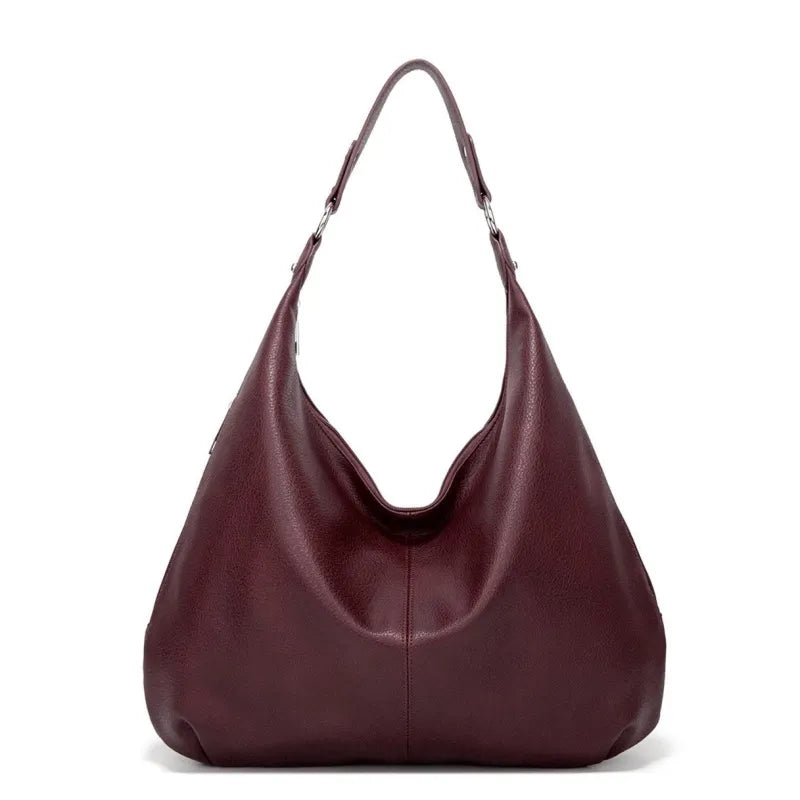 Lena – Large Vegan Cowhide Hobo Bag, Oversized Shoulder Bag