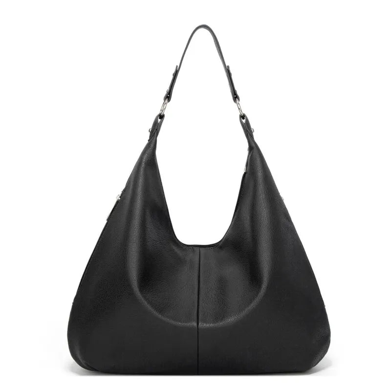 Lena – Large Vegan Cowhide Hobo Bag, Oversized Shoulder Bag