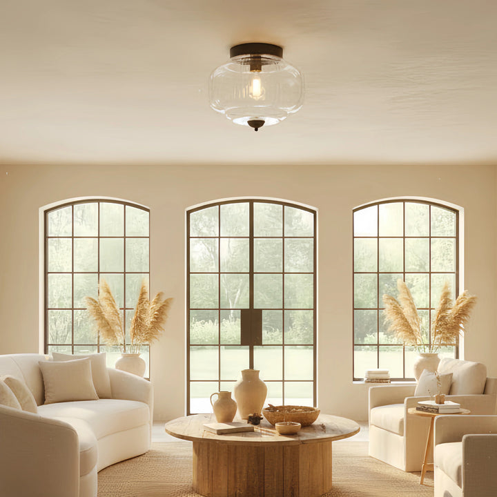 Lumi Vintage Milk Glass Semi Flush Mount Eloise Ceiling Light