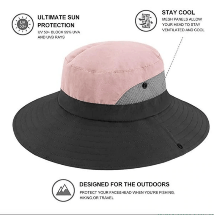 Adjustable Wide-Brim UV Protection Sun Hat with Ponytail Slot