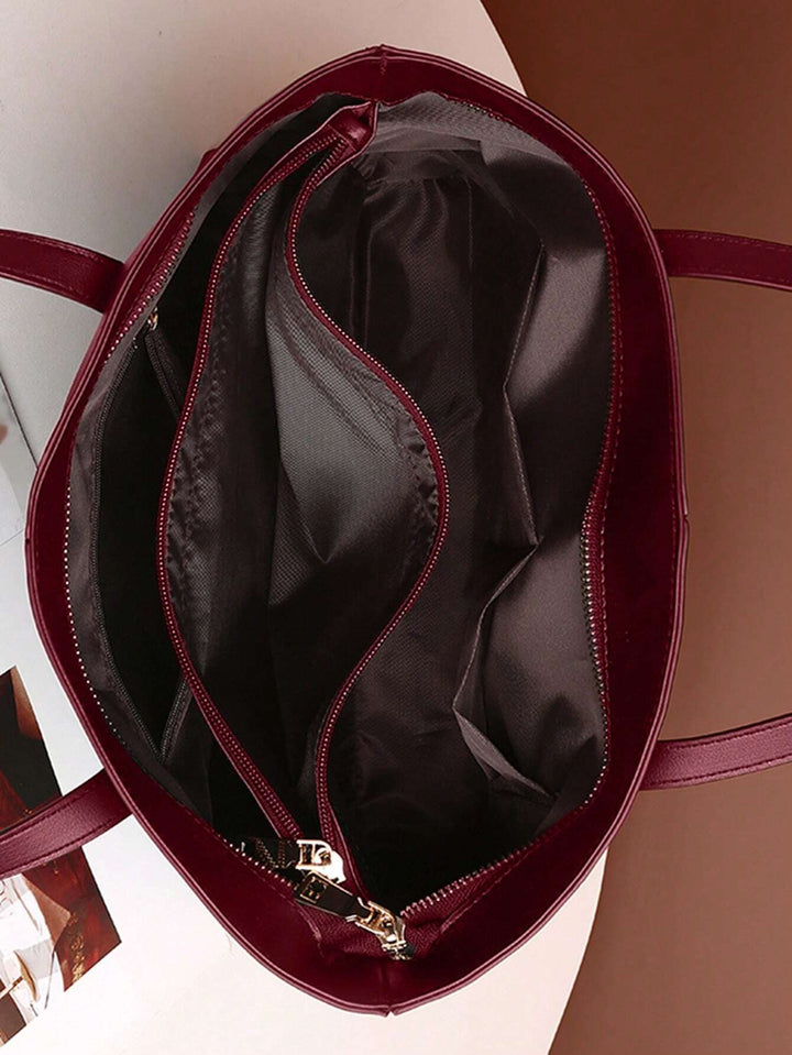 Nora – Large Leather Tote Bag, Women's Work Bag with Zipper