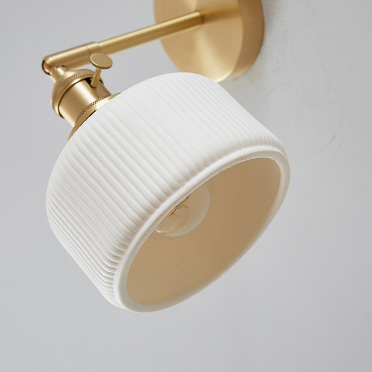Modern Minimalist Striped Ceramic Jar 1-Light Wall Lamp