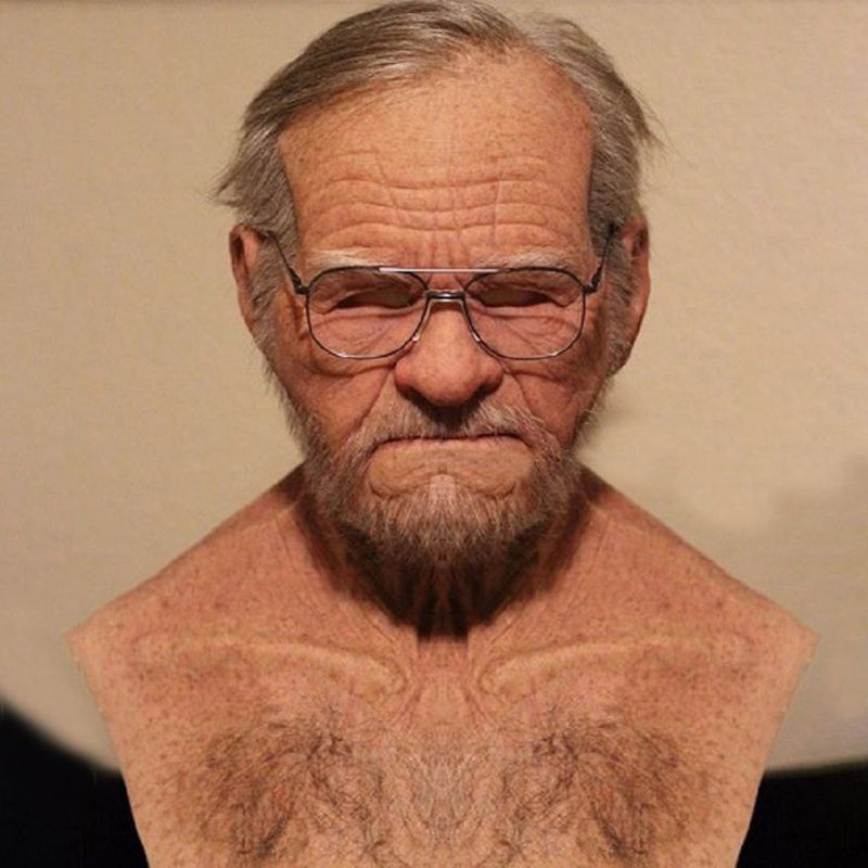 Realistic Latex Transformation Mask with Detailed Beard – Premium Costume Disguise
