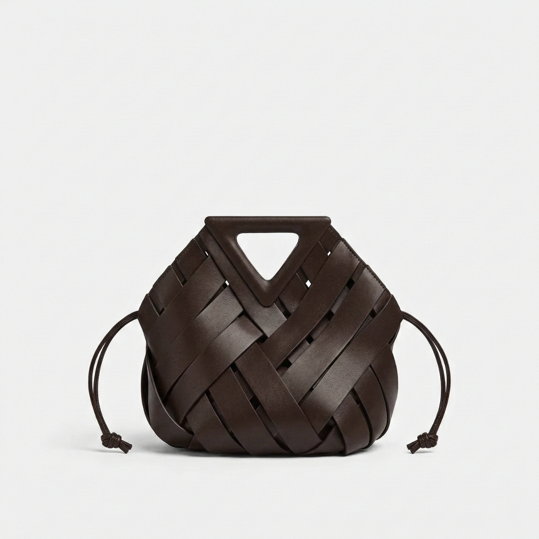 Suri – Woven Crossbody Bag with Triangle Handle and Drawstring