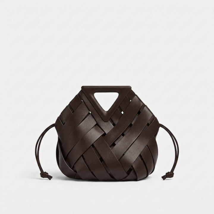 Suri – Woven Crossbody Bag with Triangle Handle and Drawstring