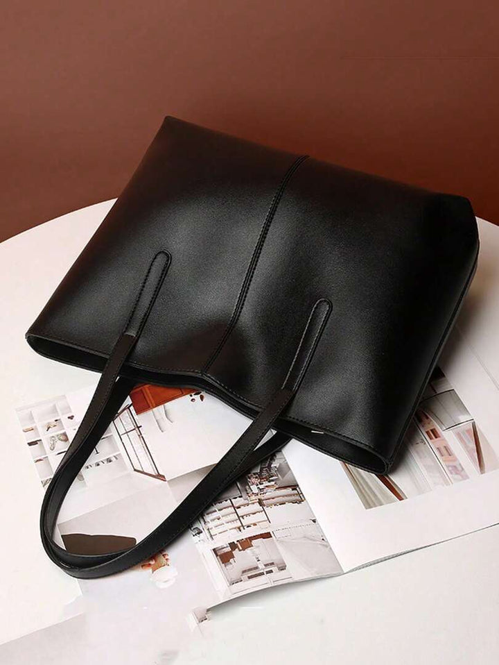 Nora – Large Leather Tote Bag, Women's Work Bag with Zipper