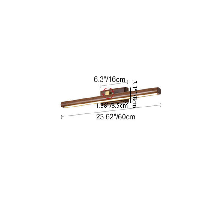 Nordic Minimalist Wooden Copper Cylinder LED Bathroom Mirror Wall Lamp for Living Room & Bathroom