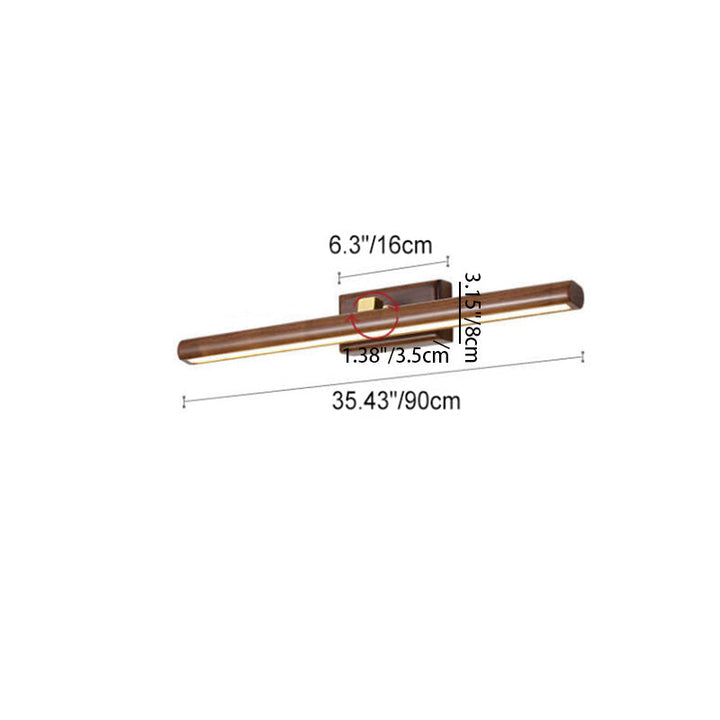 Nordic Minimalist Wooden Copper Cylinder LED Bathroom Mirror Wall Lamp for Living Room & Bathroom
