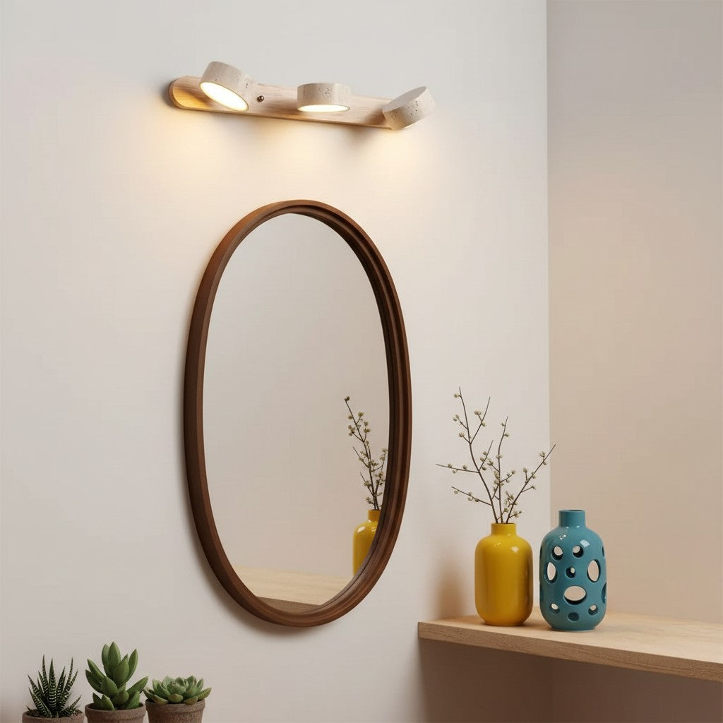 Elias Rustic Adjustable Travertine Wood Wall Sconce