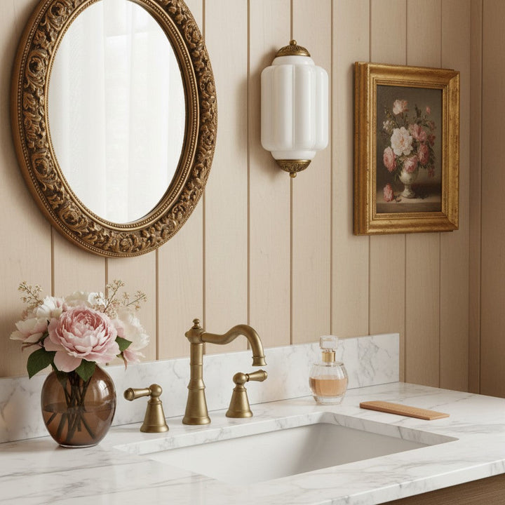 Lumi Vintage Antique Milk Glass Flush Eloise Wall Lamp