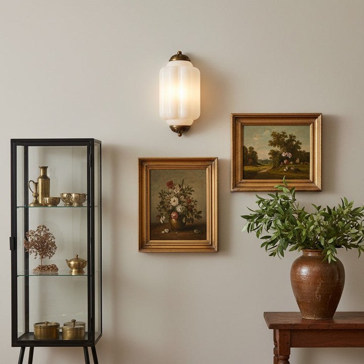 Lumi Vintage Antique Milk Glass Flush Eloise Wall Lamp