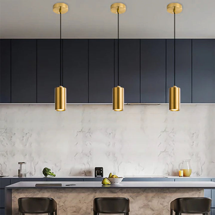 Modern Minimalist Column Iron Mini 1-Light Pendant Lamp for Living Room