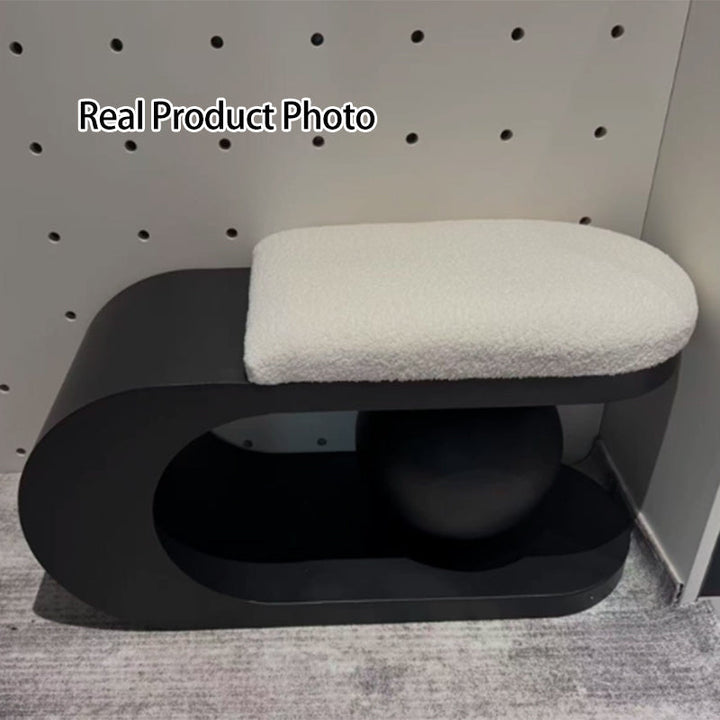 Modern Art Deco Geometric Carbon Steel Iron Stainless Steel Sherpa Fabric Bench Without Backrest and Armrests for Entrance