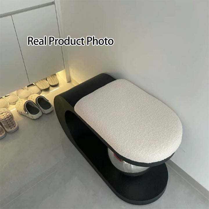 Modern Art Deco Geometric Carbon Steel Iron Stainless Steel Sherpa Fabric Bench Without Backrest and Armrests for Entrance
