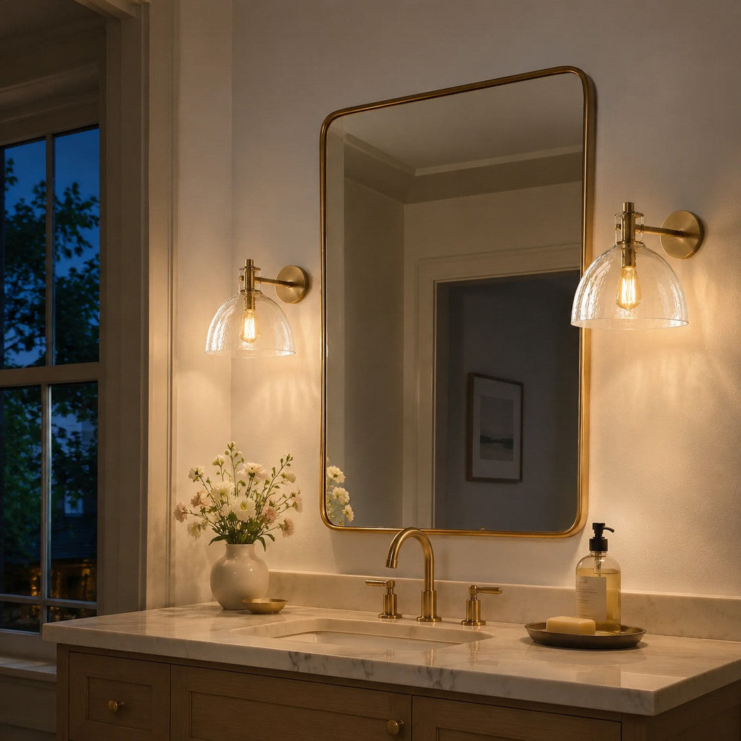 Xeno Antique Brass Recycled Glass Wall Lamp