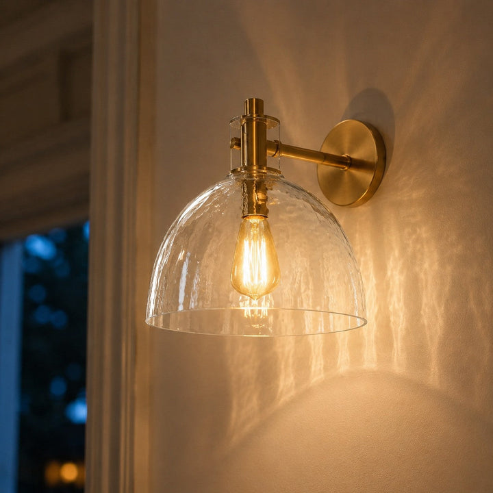 Xeno Antique Brass Recycled Glass Wall Lamp