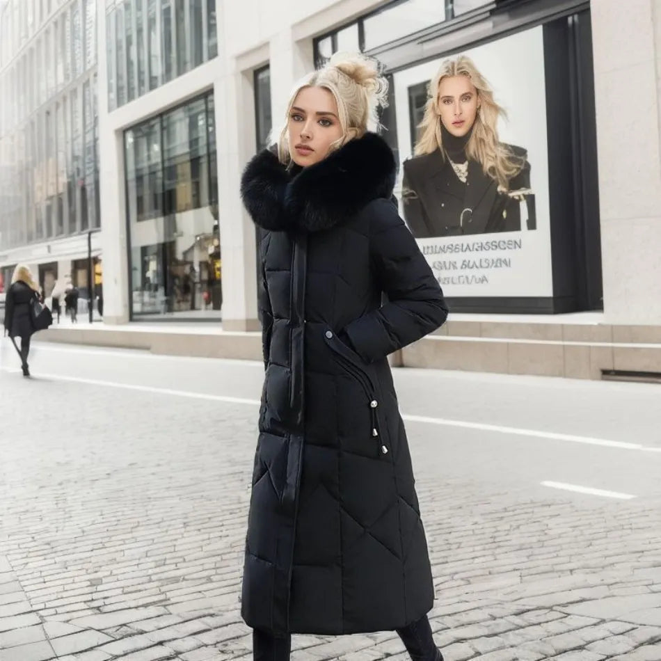 Arctic Shield Long Hooded Winter Parka with Fluffy Trim