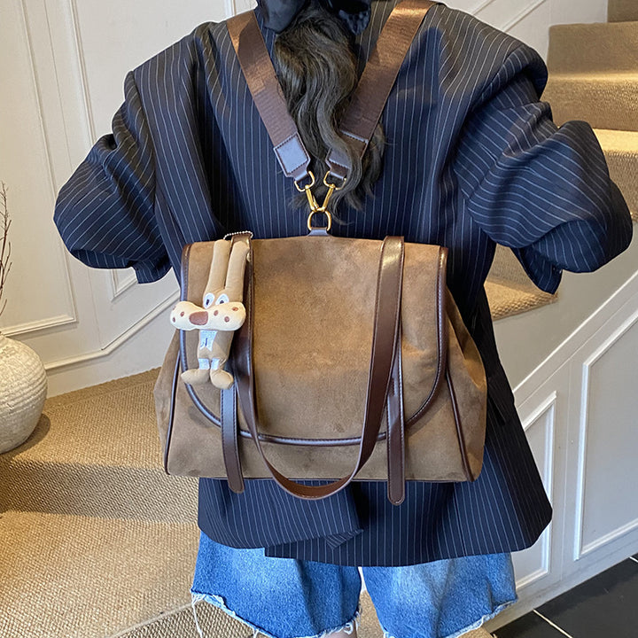 Harlo – Large PU Suede Flap Backpack for Women