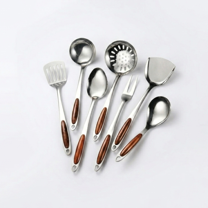 Professional Stainless Steel Cooking Utensil Set - 7 Piece Kitchen Tools